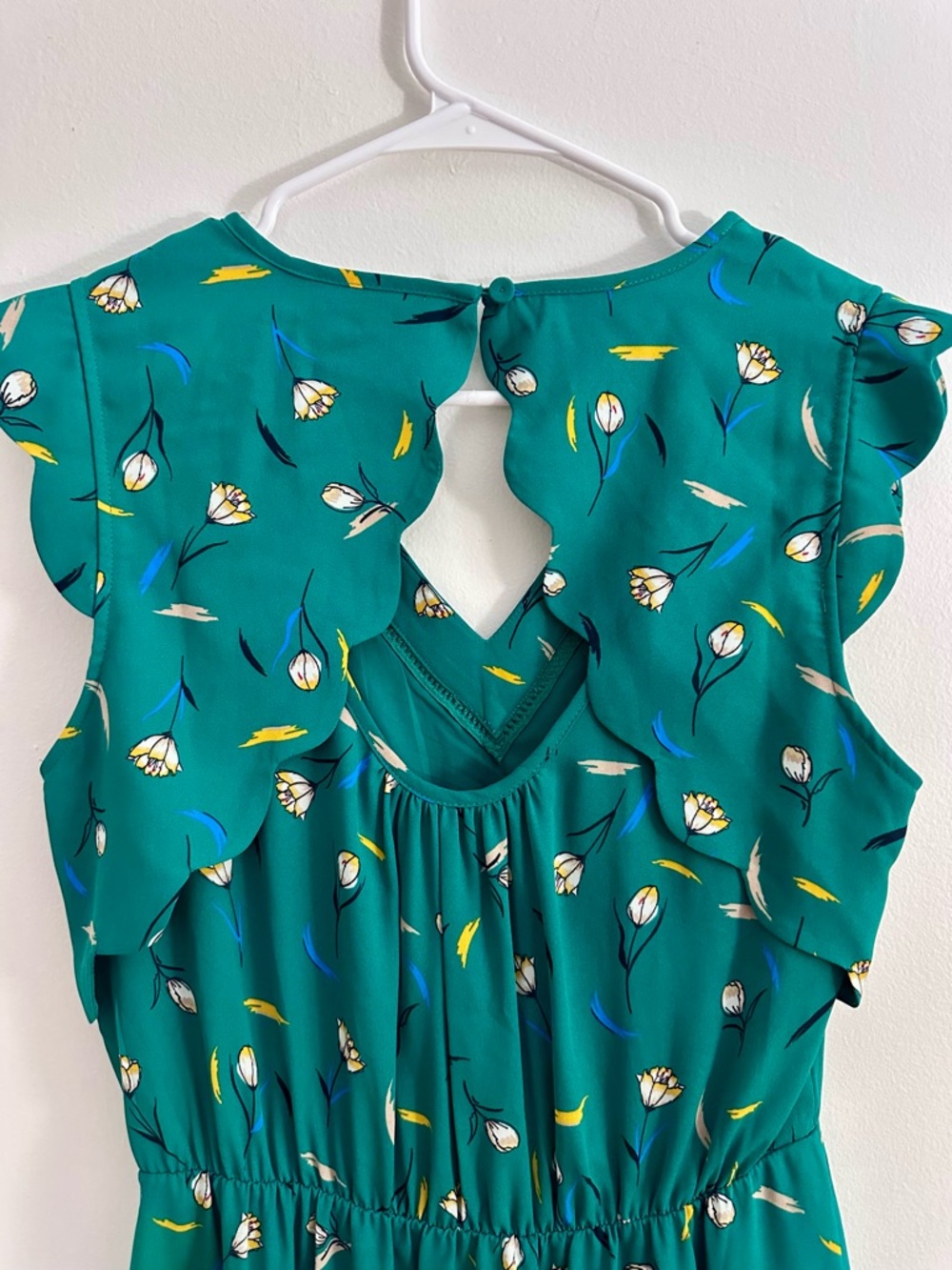 41 Hawthorn Midnight Green Floral Scallop Dress Boho Medium - Picture 3 of 5